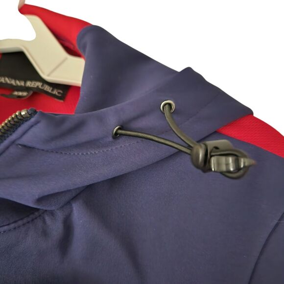 Banana Republic Soft Shell Jacket w/ Hood Pockets Blue Red Womens Size XXS - Picture 5 of 11